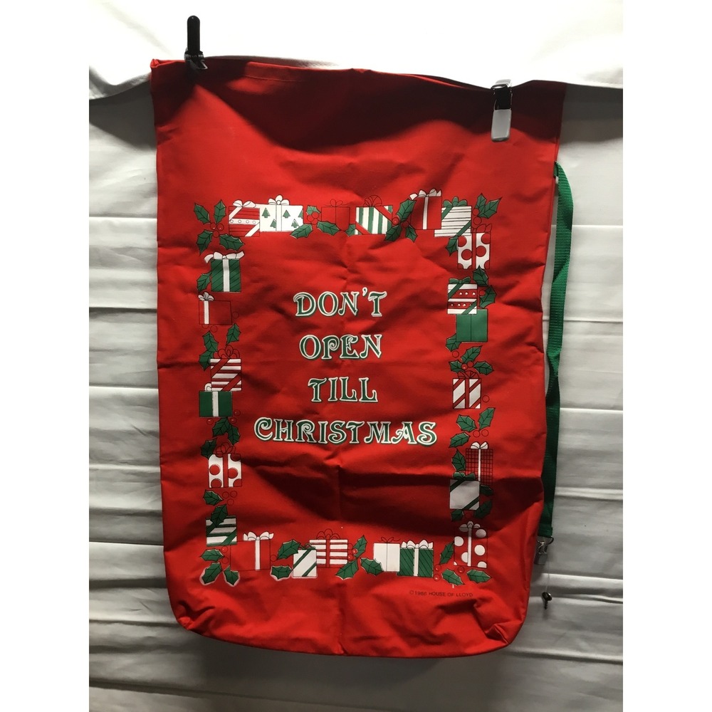 VTG 1988 House of Lloyd‎ Gift Sack Red Canvas Don't Open Till Christmas w/Lock